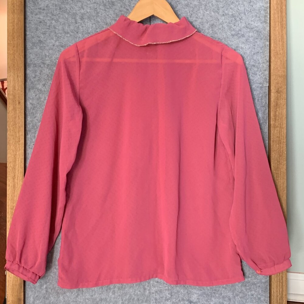 Pink Ruffle Sheer Vintage Blouse - Picture 7 of 16
